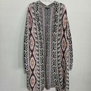 Bua Bua Multicolored Aztec Pattern Women's Long Sleeves Cardigan Sweater Size M